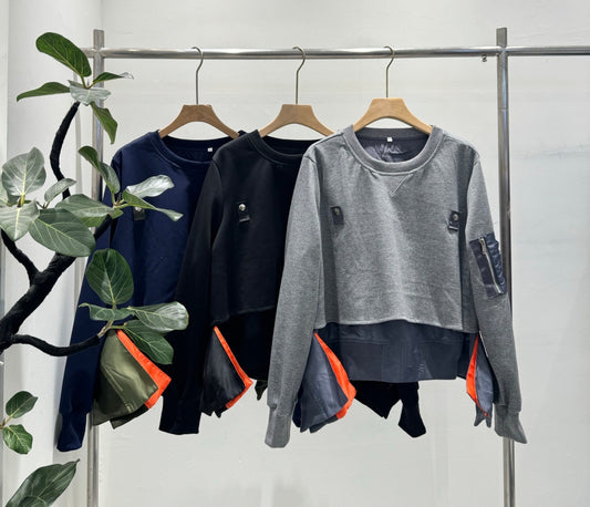 異素材切替デザイン スウェットプルオーバー(ユニセックス)