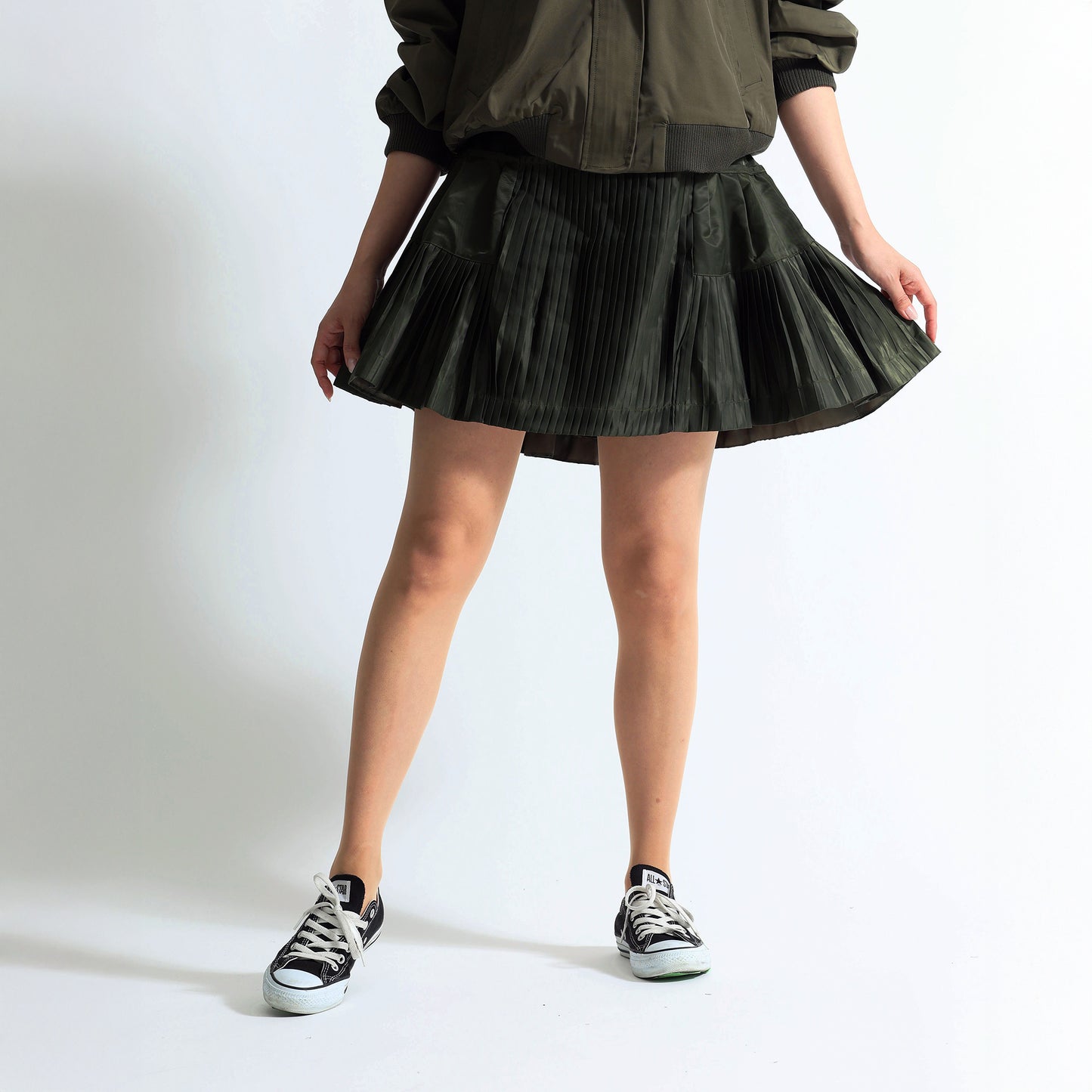 プリーツ切替 ミニスカート