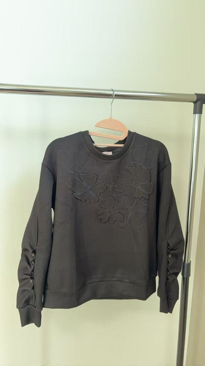 3Dモチーフ×袖ギャザー スウェットプルオーバー（全4色）