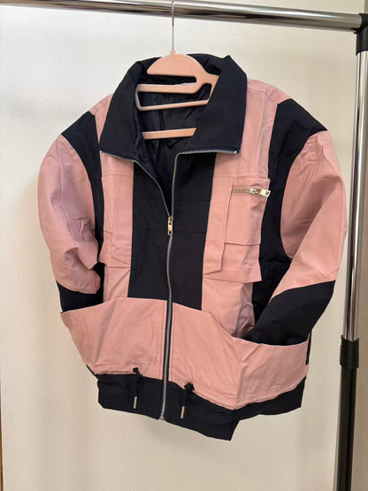 バックギャザー カラーブロック トラックジャケット