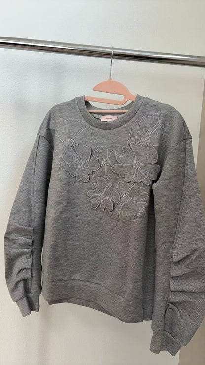 3Dモチーフ×袖ギャザー スウェットプルオーバー（全4色）