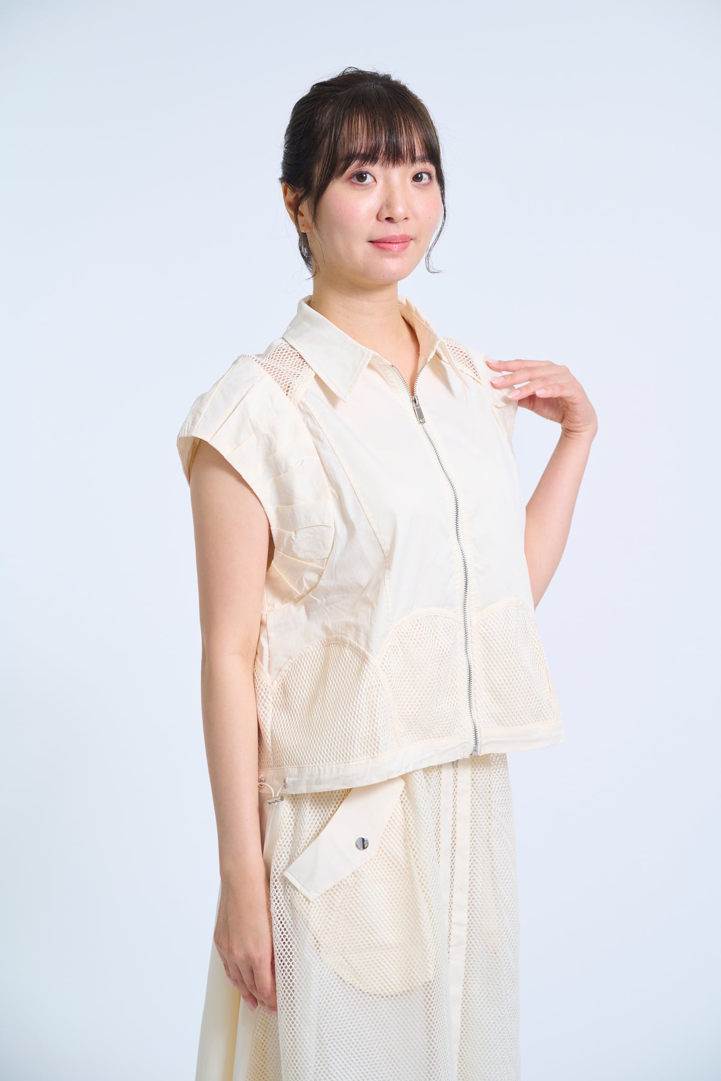 【3WAYで着回せる】メッシュレイヤード ミリタリーナイロン セットアップ