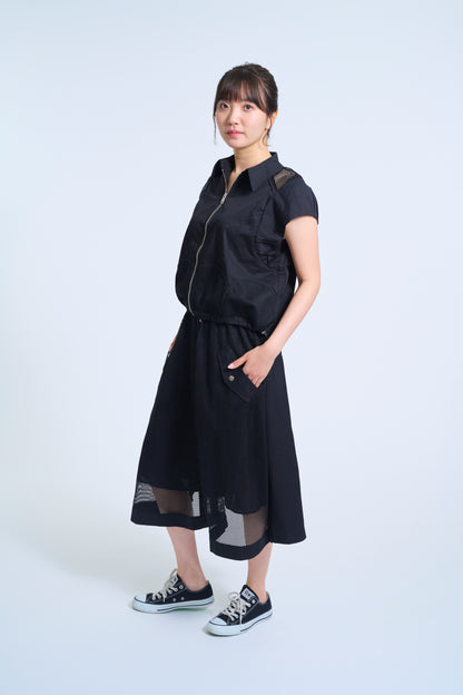 【3WAYで着回せる】メッシュレイヤード ミリタリーナイロン セットアップ