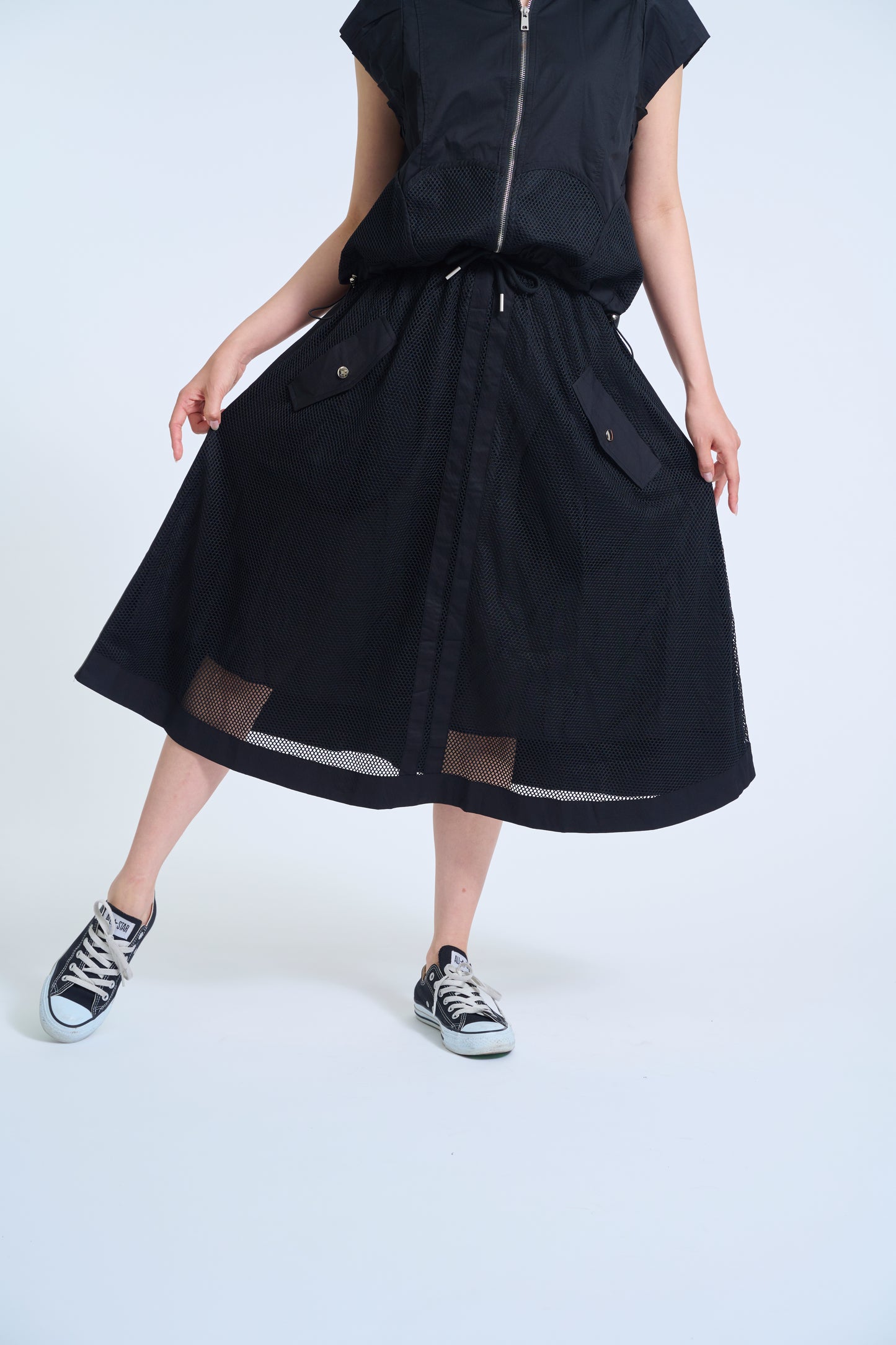 【3WAYで着回せる】メッシュレイヤード ミリタリーナイロン セットアップ