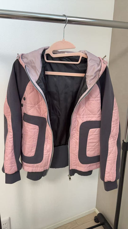 Hybrid Diamond Quilted Hooded Jacket (Water-repellent, Lightweight, Stretch)