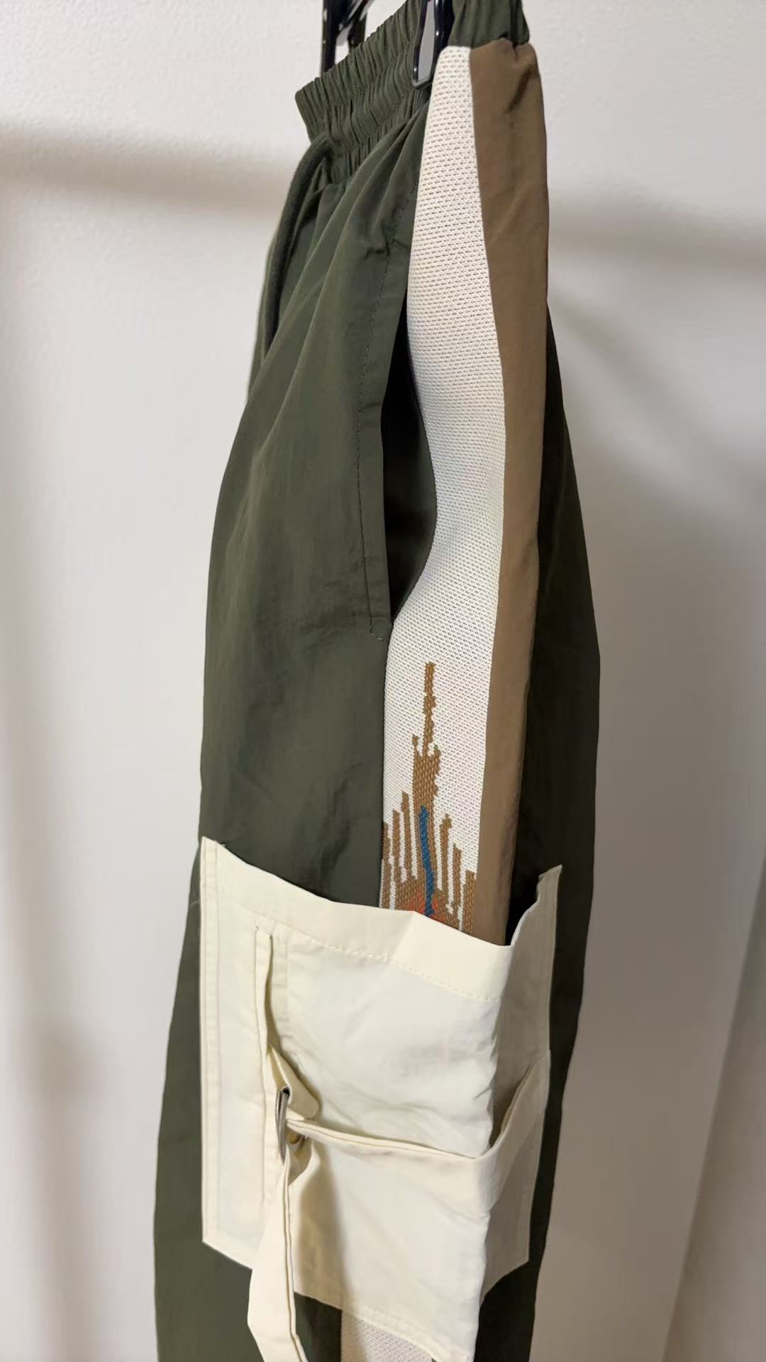 エスニック刺繍 レイヤード ラップデザイン ロングスカート / テック モード系 ワイドボトムス