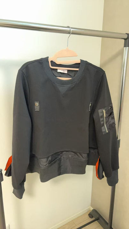 異素材切替デザイン スウェットプルオーバー（ユニセックス）