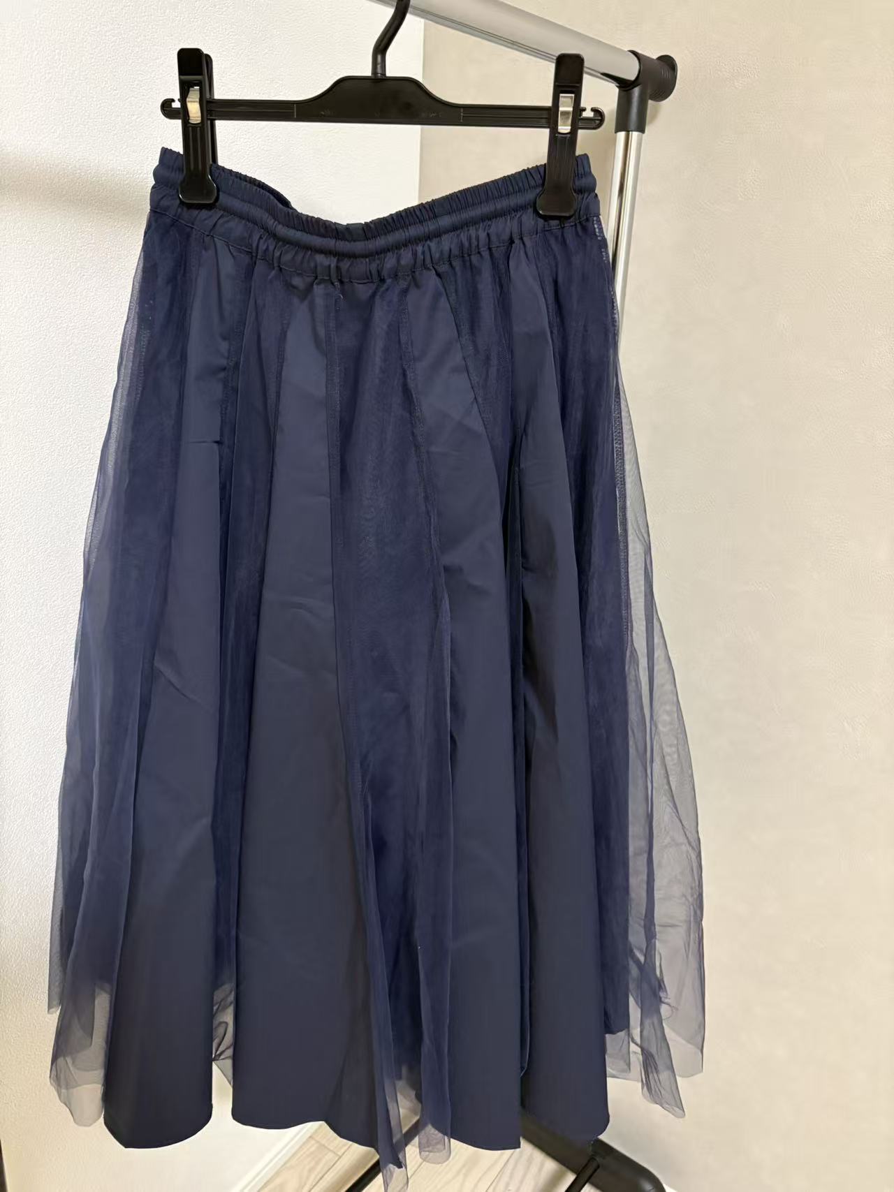 レース×チュール切替 イージーフレアスカート