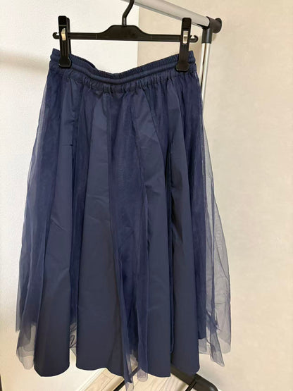 レース×チュール切替 イージーフレアスカート