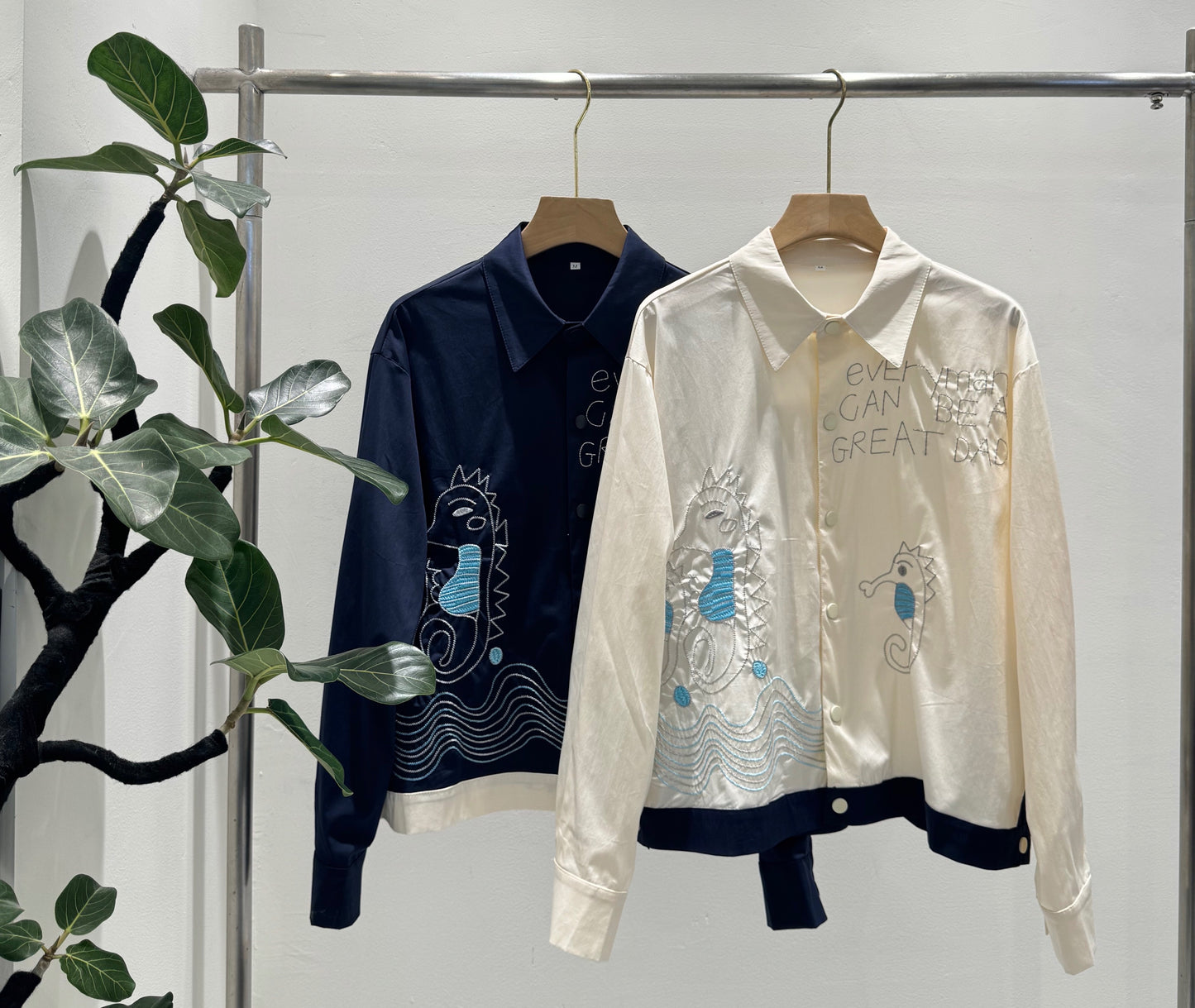 大人の遊び心。刺繍デザイン コットンシャツブルゾン