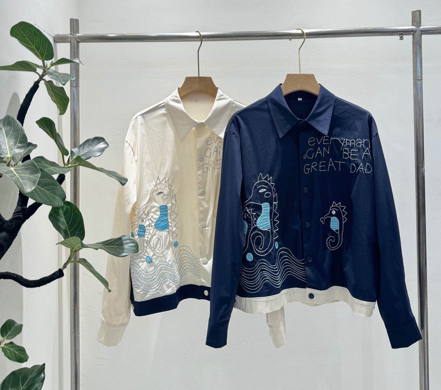 大人の遊び心。刺繍デザイン コットンシャツブルゾン