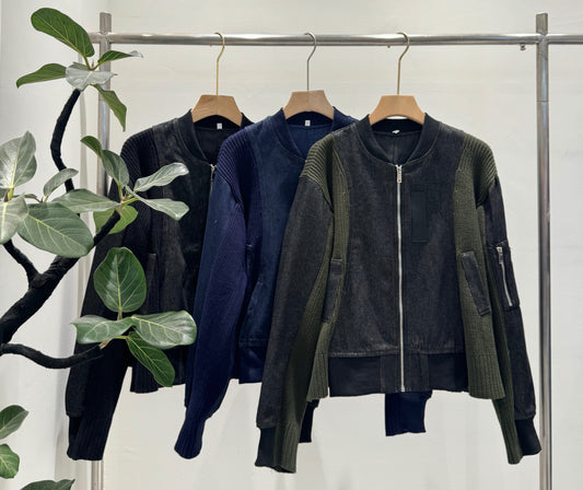 【進化系MA-1】デニム×リブニット 異素材ドッキング ハイブリッドブルゾン