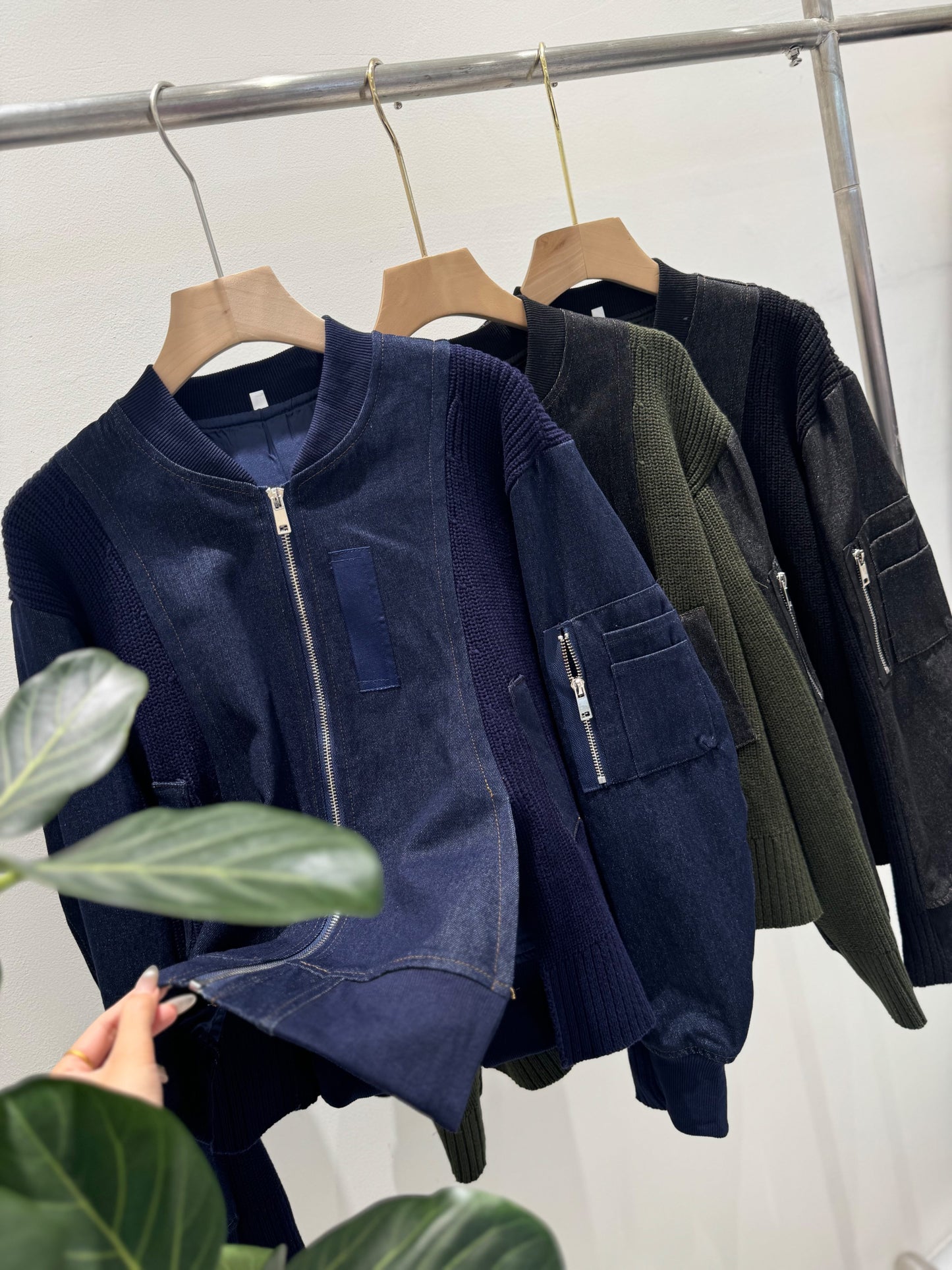 [Evolved MA-1] Denim x Rib Knit Hybrid Blouson