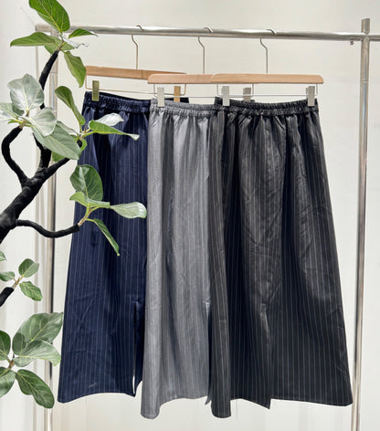 ピンストライプ切り替え 再構築デザイン デニムロングスカート