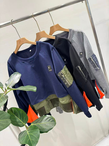 異素材切替デザイン スウェットプルオーバー（ユニセックス）