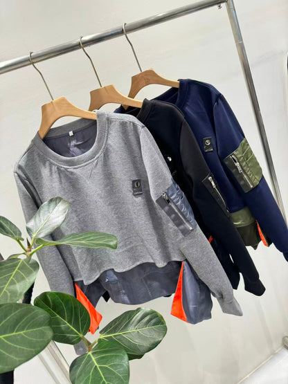 異素材切替デザイン スウェットプルオーバー（ユニセックス）