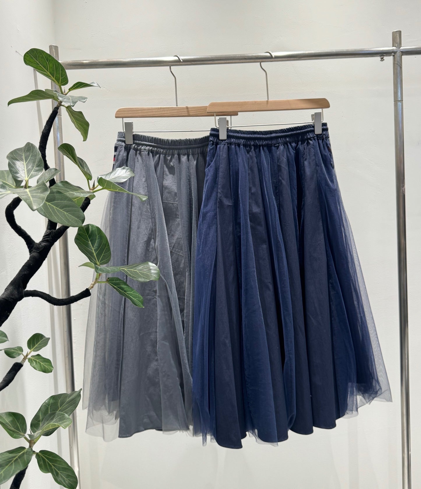 レース×チュール切替 イージーフレアスカート