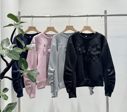 3Dモチーフ×袖ギャザー スウェットプルオーバー（全4色）