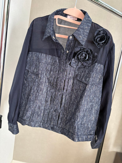 【光を纏う】オーガンジー×杢調切替 アーキテクチャル デザインシャツ