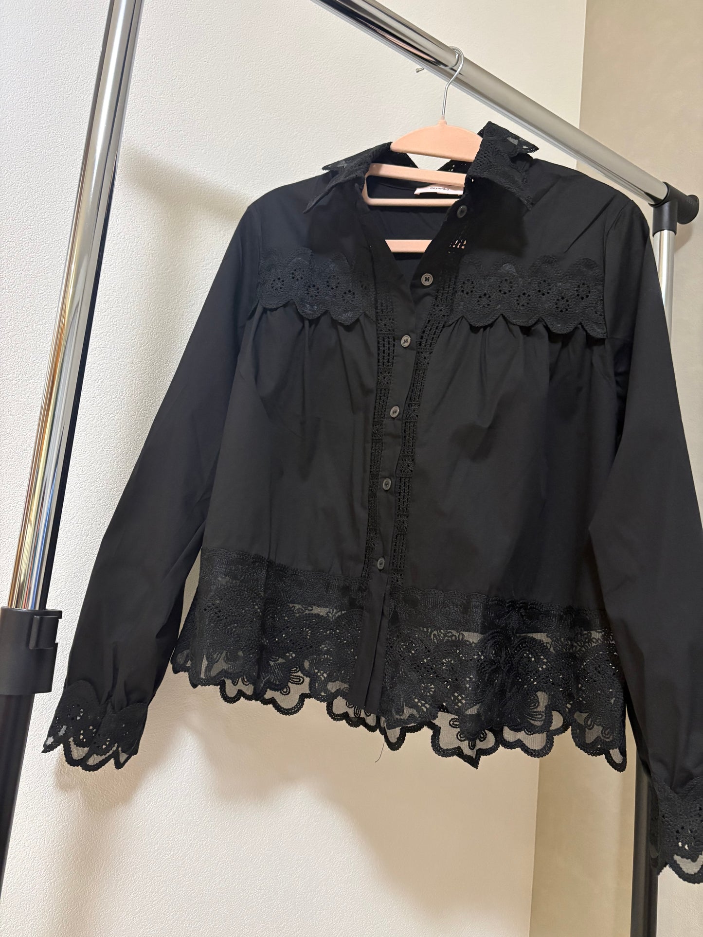 レース切替 シアーシャツブラウス