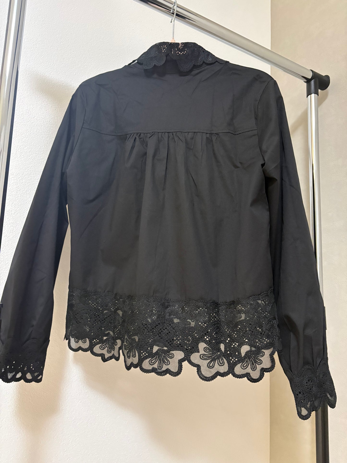 レース切替 シアーシャツブラウス