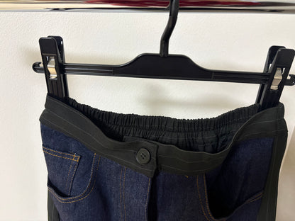 ピンストライプ切り替え 再構築デザイン デニムロングスカート