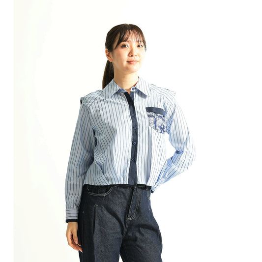 ストライプ切替 デザインシャツ