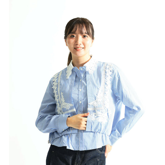 フラワーレース装飾 シャツブラウス