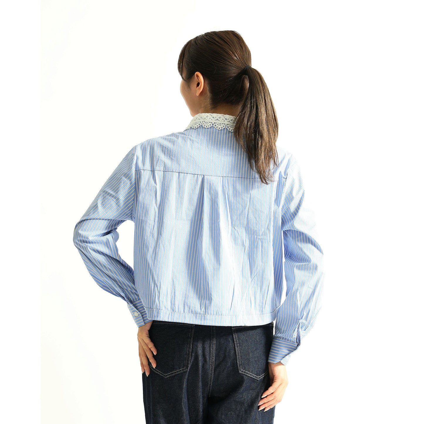 フラワーレース装飾 シャツブラウス