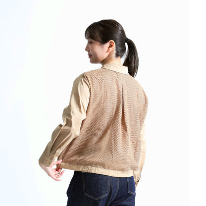 大人のシアー。フラワーモチーフ メッシュコンビ ブラウスジャケットット