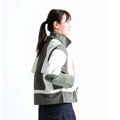 バックギャザー カラーブロック トラックジャケット