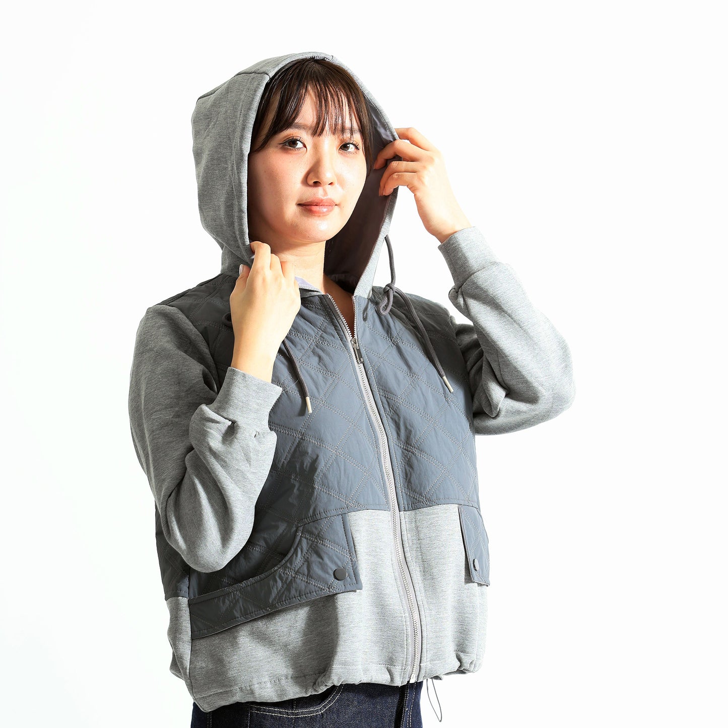 ハイブリッド・ダイヤモンドキルト フーディージャケット