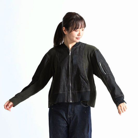 【進化系MA-1】デニム×リブニット 異素材ドッキング ハイブリッドブルゾン