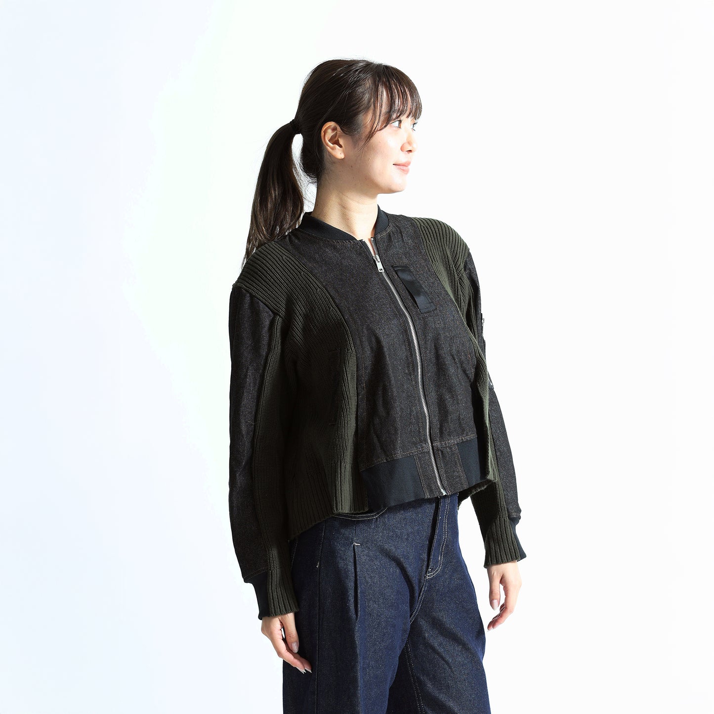 [Evolved MA-1] Denim x Rib Knit Hybrid Blouson