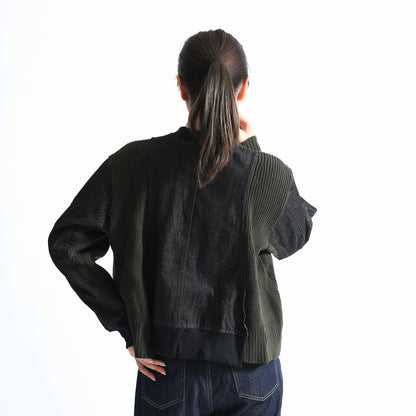 [Evolved MA-1] Denim x Rib Knit Hybrid Blouson