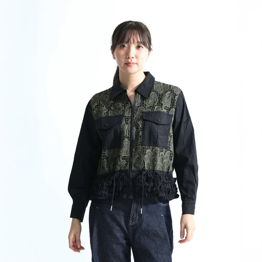 レースパネル ジップアップジャケット