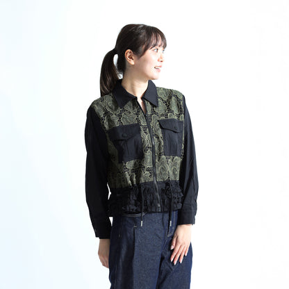 レースパネル ジップアップジャケット