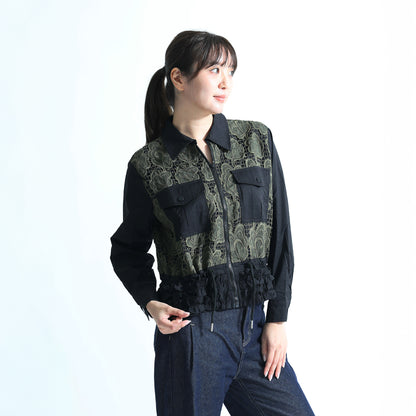 レースパネル ジップアップジャケット