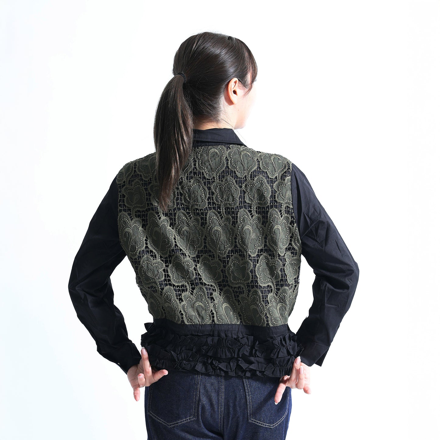 レースパネル ジップアップジャケット