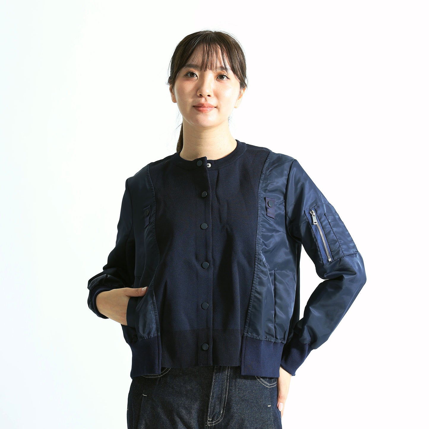 ハイブリッド ニット ボンバージャケット