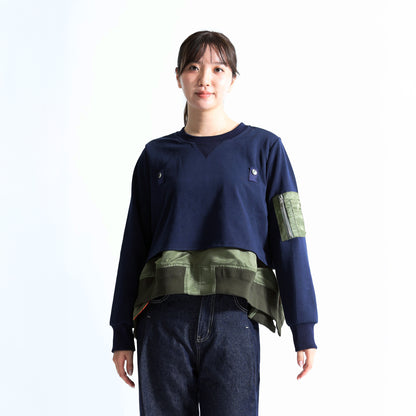 異素材切替デザイン スウェットプルオーバー（ユニセックス）