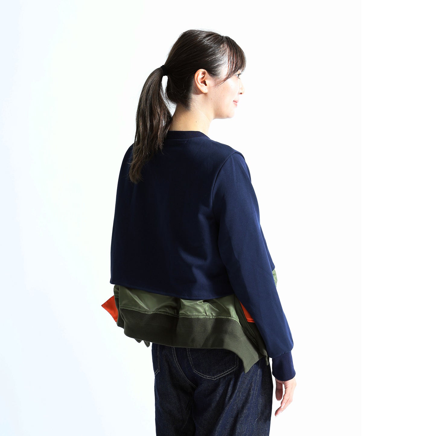 異素材切替デザイン スウェットプルオーバー（ユニセックス）