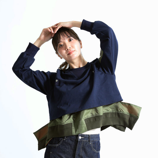 異素材切替デザイン スウェットプルオーバー（ユニセックス）