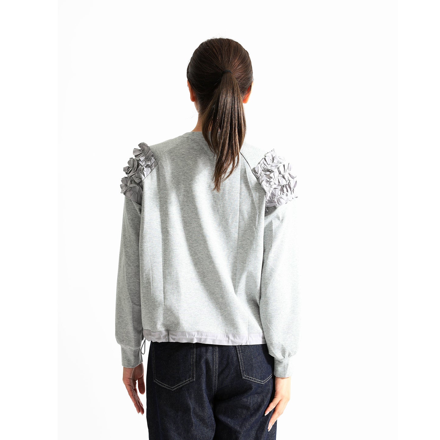 袖フリル デザイントレーナー スウェット