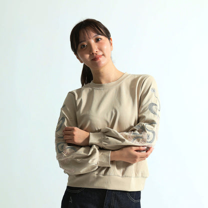 立体3Dフラワーモチーフ×袖ギャザー スウェットプルオーバー