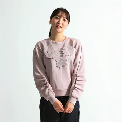 3Dモチーフ×袖ギャザー スウェットプルオーバー（全4色）