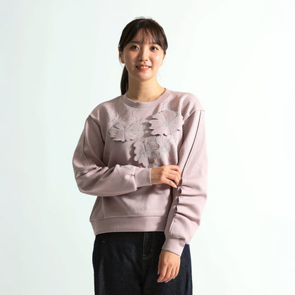 3Dモチーフ×袖ギャザー スウェットプルオーバー（全4色）