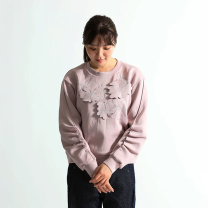 3Dモチーフ×袖ギャザー スウェットプルオーバー（全4色）