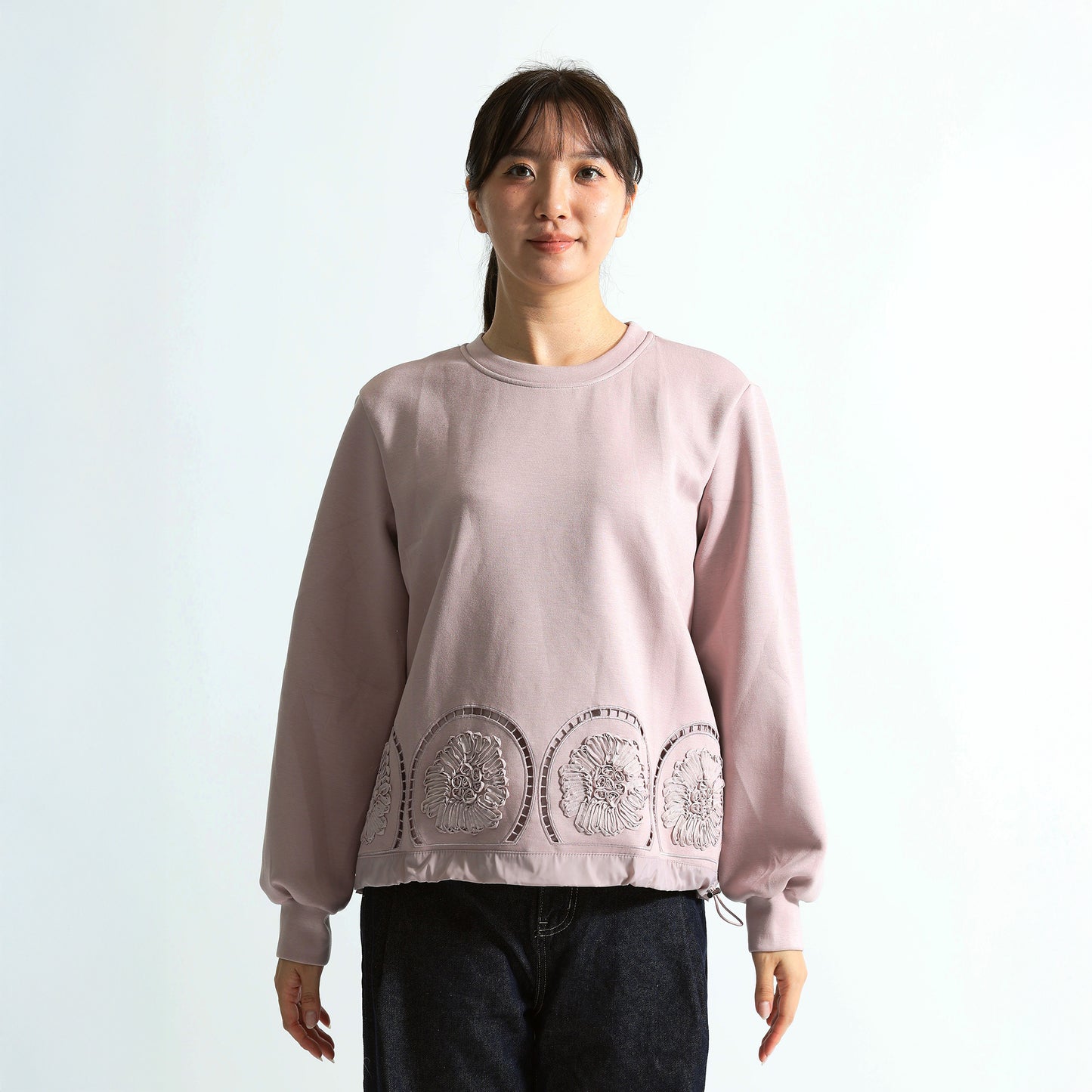 裾エンブロイダリー刺繍 ドローストリング デザイントレーナー