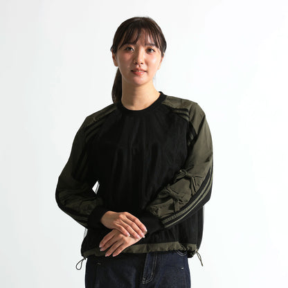 袖リボン×サイドライン 裾ドロスト デザイントップス（全3色）